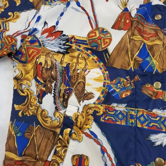 Vintage 80s 90s Womens Native American Southwest Bomber Jacket‎ Hooded Sz M/L - Picture 6 of 12